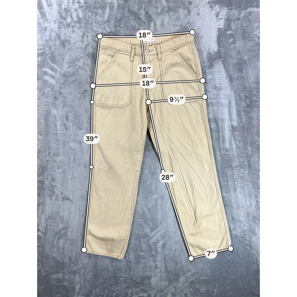 Lucky Brand 90s Loose High Rise Straight Pants 4/27 Tan Khaki Utility